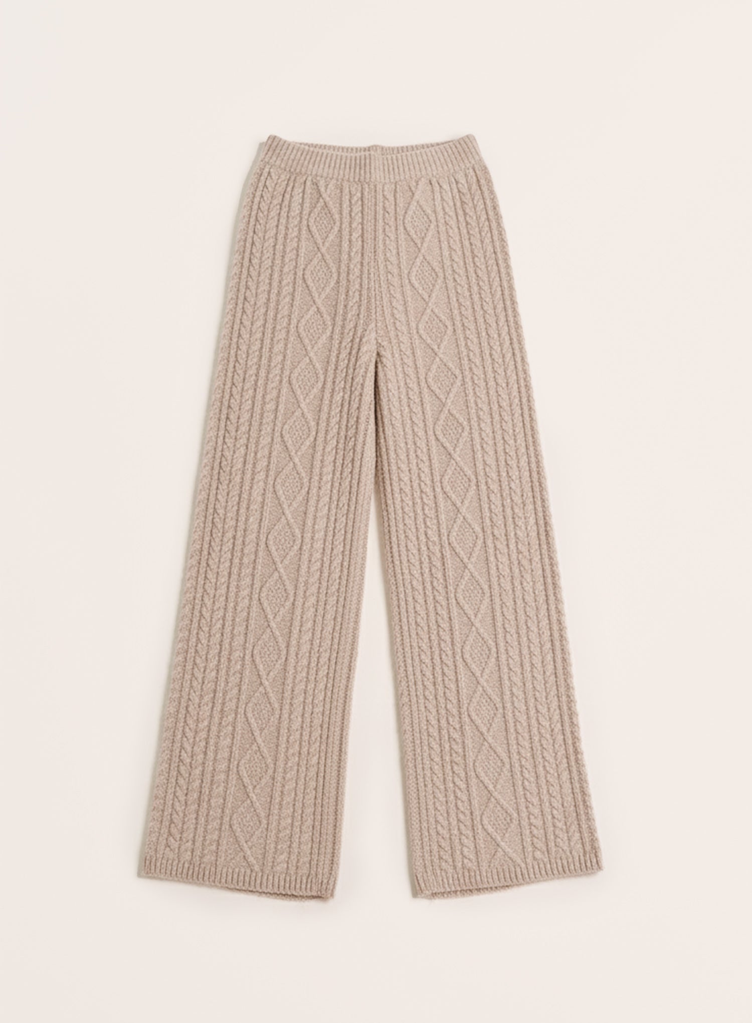 Taupe Cable Knitted Trousers